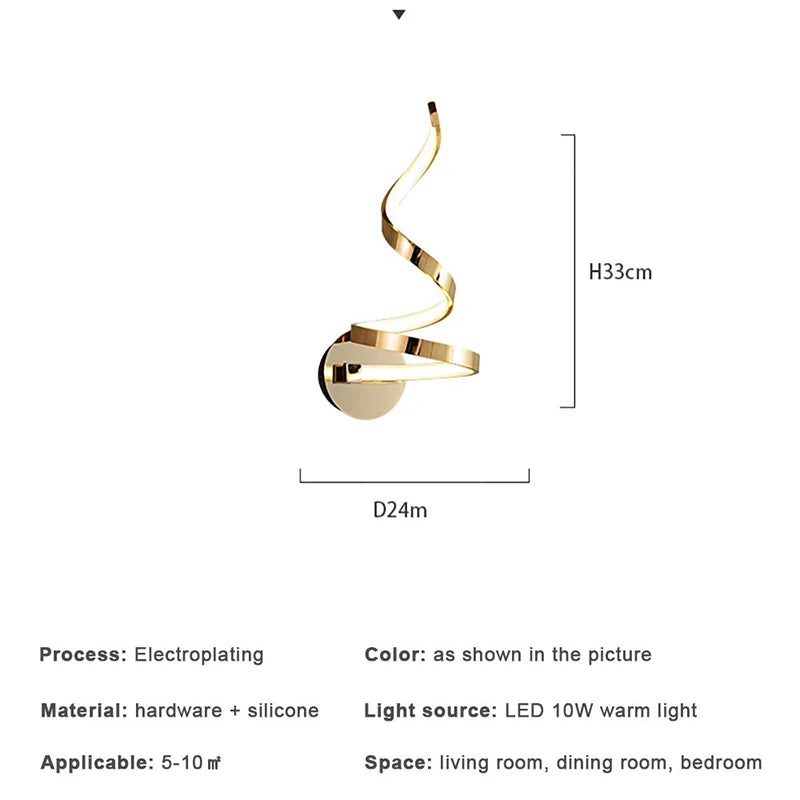 Modern LED Spiral Wall Lamp