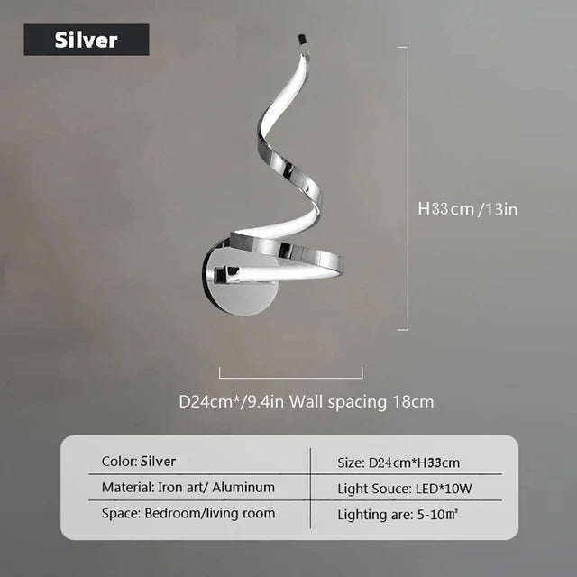 Modern LED Spiral Wall Lamp