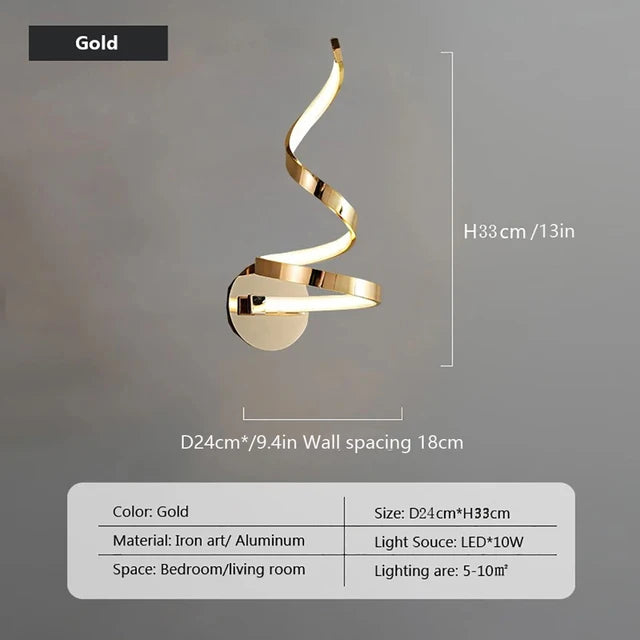 Modern LED Spiral Wall Lamp