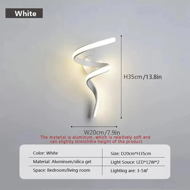 Modern LED Spiral Wall Lamp