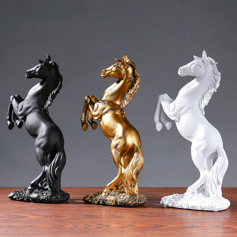 Resin Golden Black Horse Sculpture