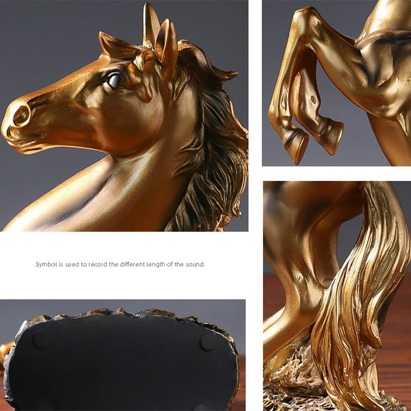 Resin Golden Black Horse Sculpture