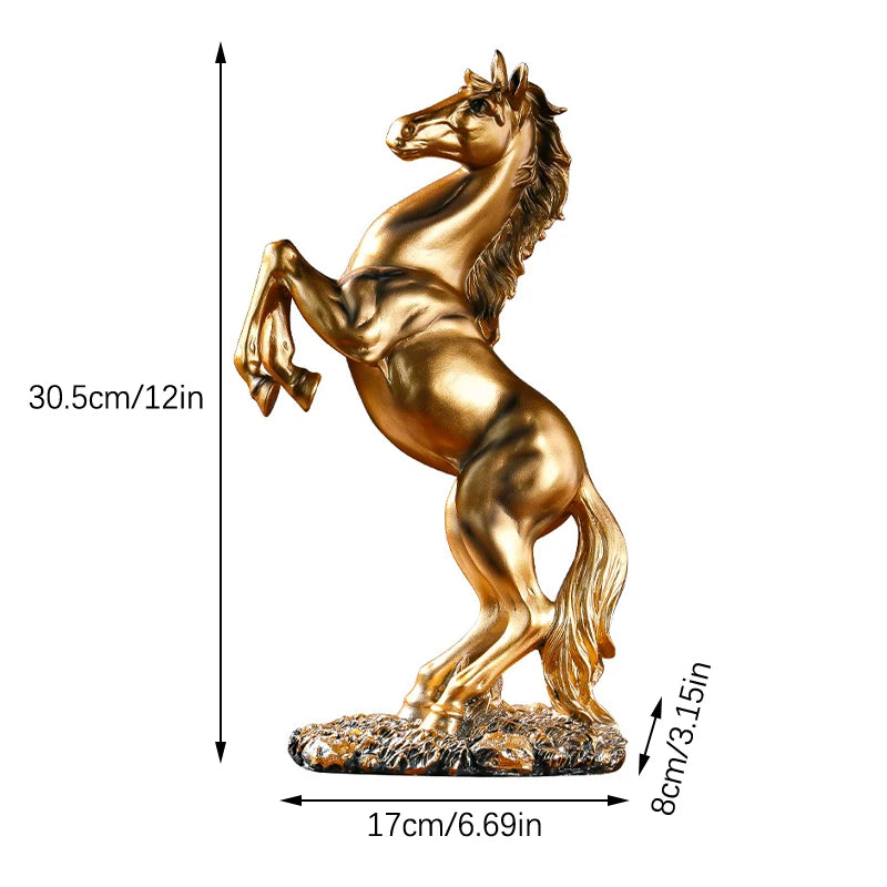 Resin Golden Black Horse Sculpture