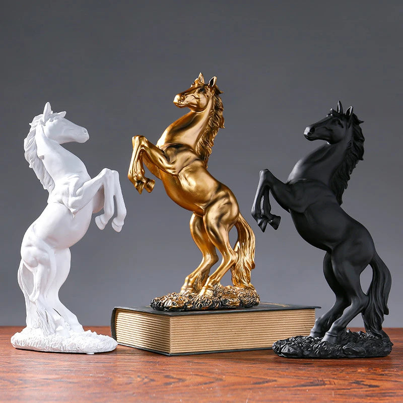 Resin Golden Black Horse Sculpture