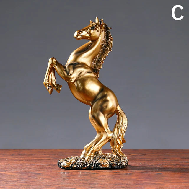Resin Golden Black Horse Sculpture